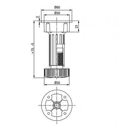 Nóżka meblowa dwuczęściowa H-150 mm
