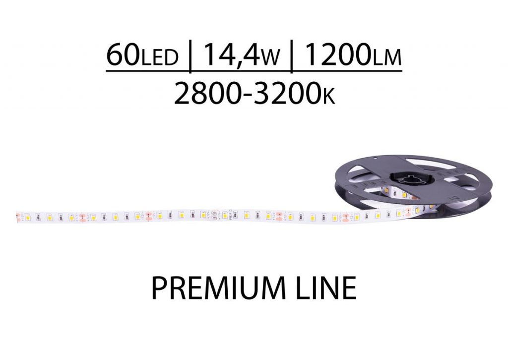 Pasek LED Premium+ 12V SMD2835 60 LED 4000-4500K, Biały neutralny