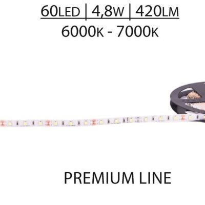 Pasek LED Premium 12V SMD2835 60 LED 6000-7000K, Biały zimny
