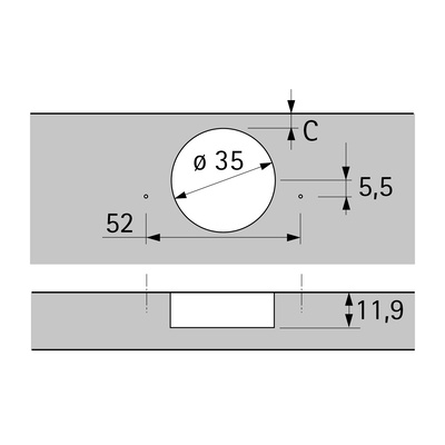 Zawias Novisys 8862 nakładany 95° bez automatyki zamykania